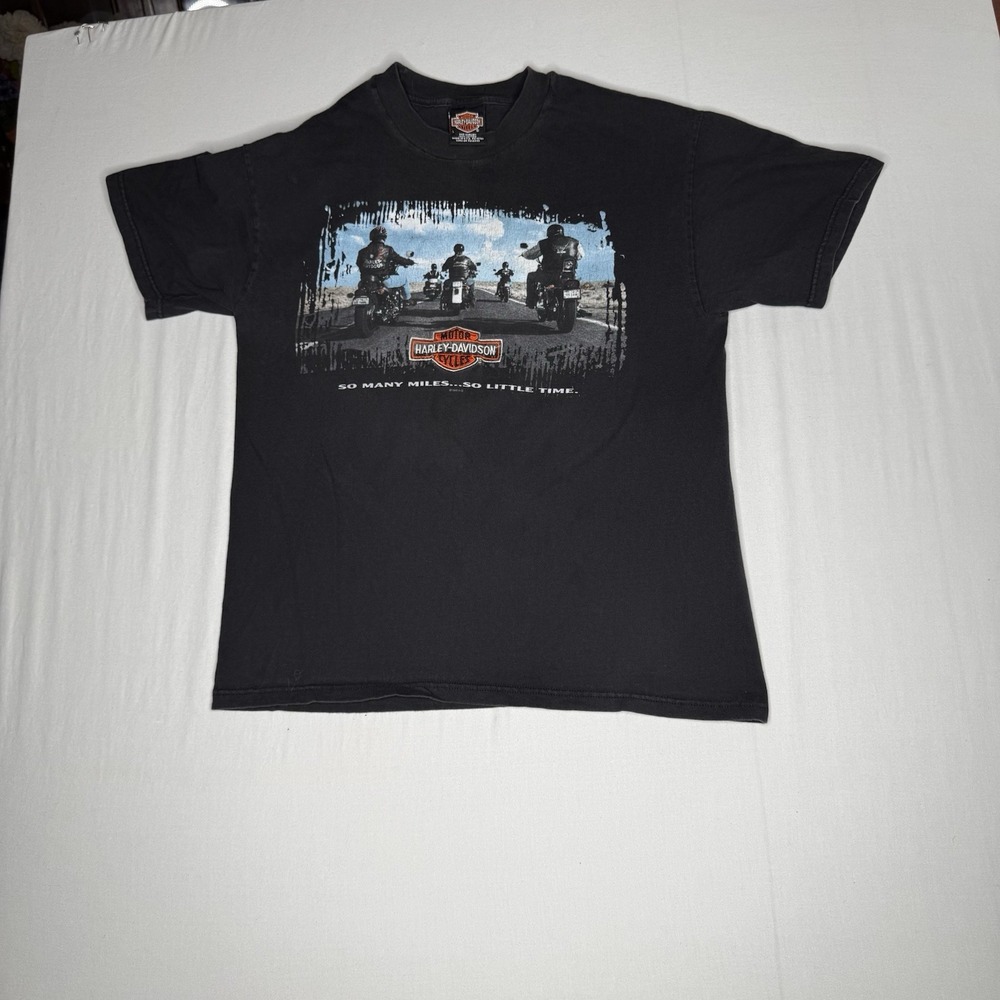 HARLEY DAVIDSON T Shirt Black Mens Large 1998 So Many Miles New Jersey Embroider